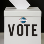 Vote with a ballet boxing featuring the Toastmasters International logo
